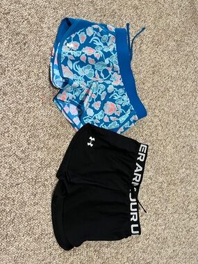 Under Armour Blue Floral & Black Logo Shorts